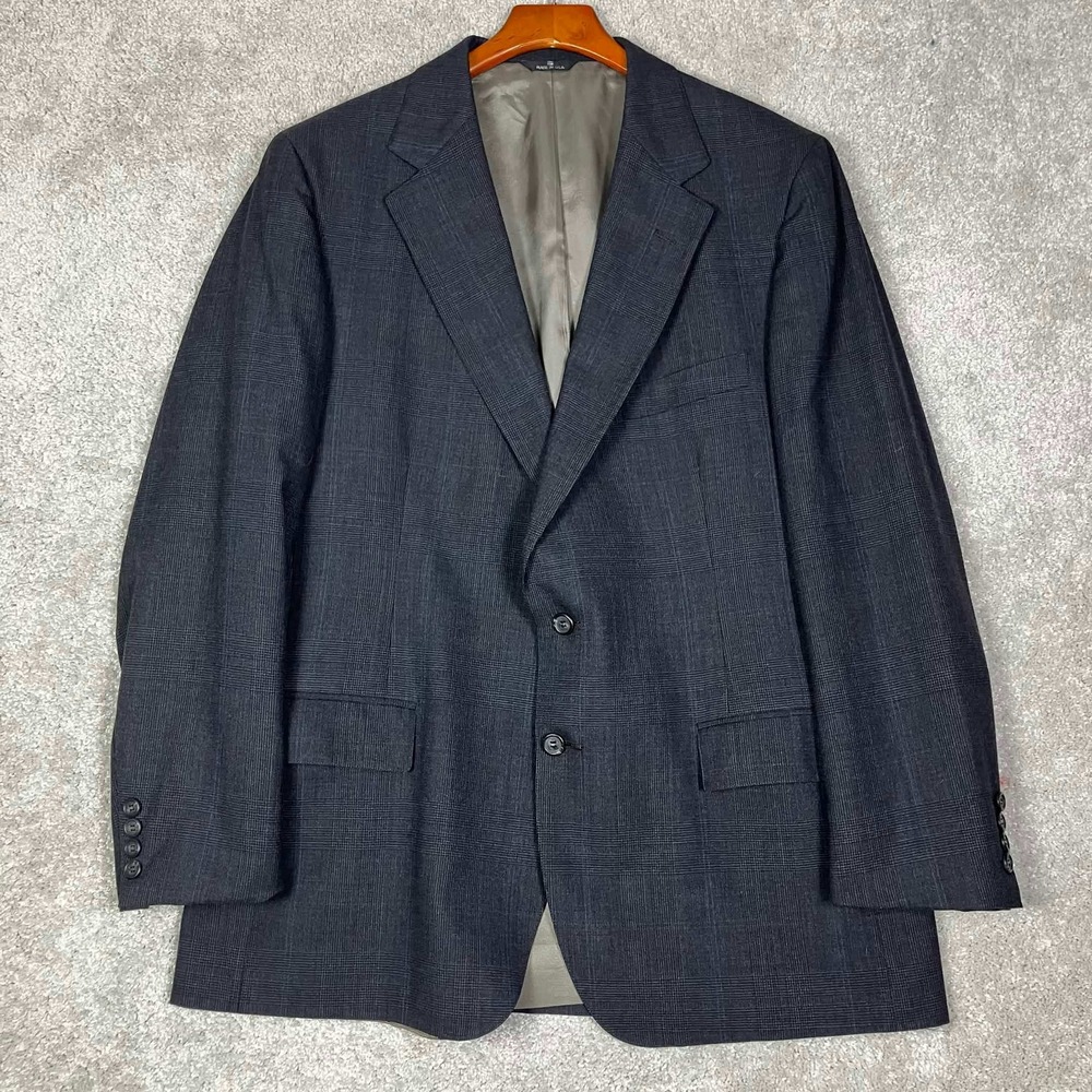 Polo University Club Sport Coat Mens 44 Grey Wool Glen Plaid Kensington USA